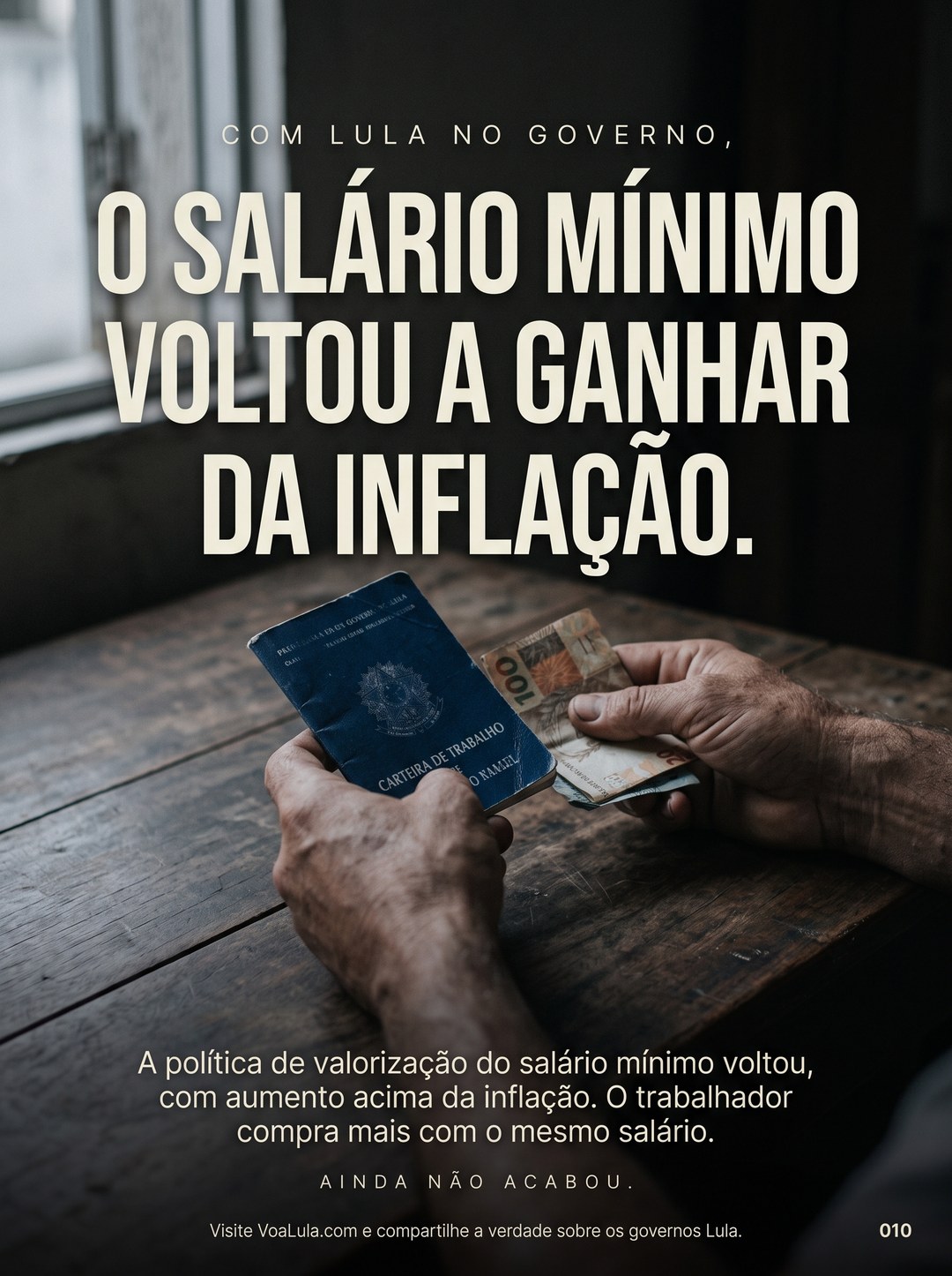 O SALÁRIO MÍNIMO VOLTOU A GANHAR DA INFLAÇÃO.